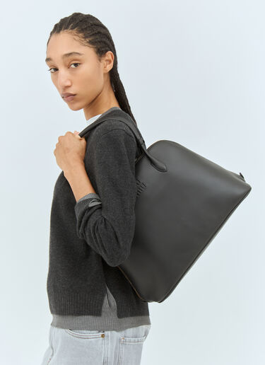 Miu Miu Logo Embossed Leather Handbag Black miu0258050
