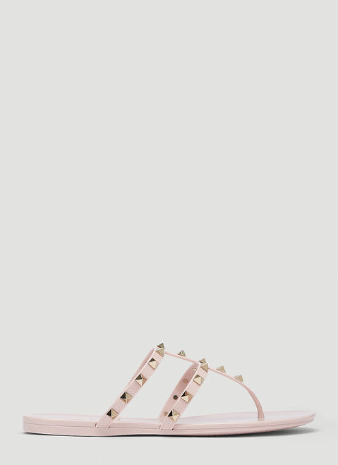 Valentino Rockstud Flip-Flop Sandals Black val0248017