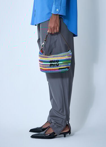 Logo Motif Crochet Shoulder Bag Miu Miu Logo Motif Crochet Shoulder Bag Blue miu0260030