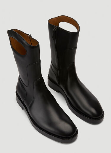 Burberry Porthole Detail Panelled Leather Boots Black bur0144010