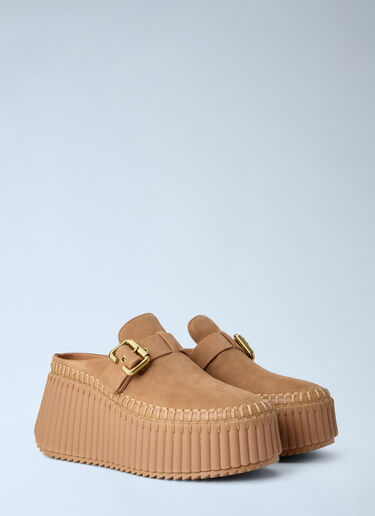LN-CC® - Chloé: Nama Wedge Mules - Camel Chloé Nama Wedge Mules Camel chl0265039