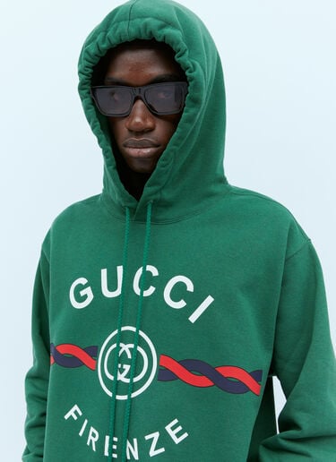 Gucci Interlocking G Torchon Hooded Sweatshirt Green guc0153052