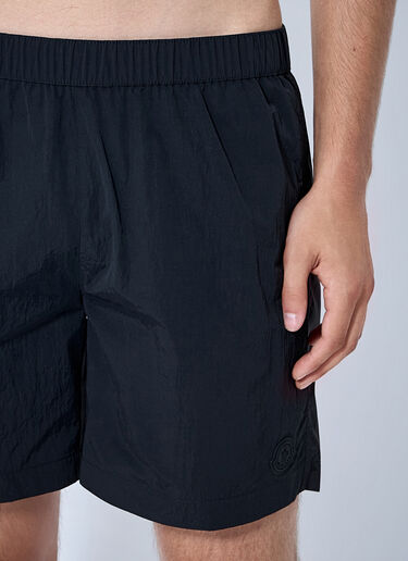LN-CC® - Moncler: Elasticated Waist Swim Shorts - Black Moncler Elasticated Waist Swim Shorts Black mon0165037