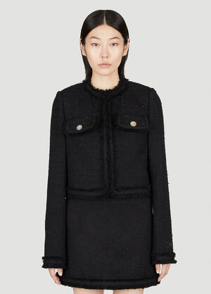 Max Mara Tweed Cardigan Jacket Black max0257038