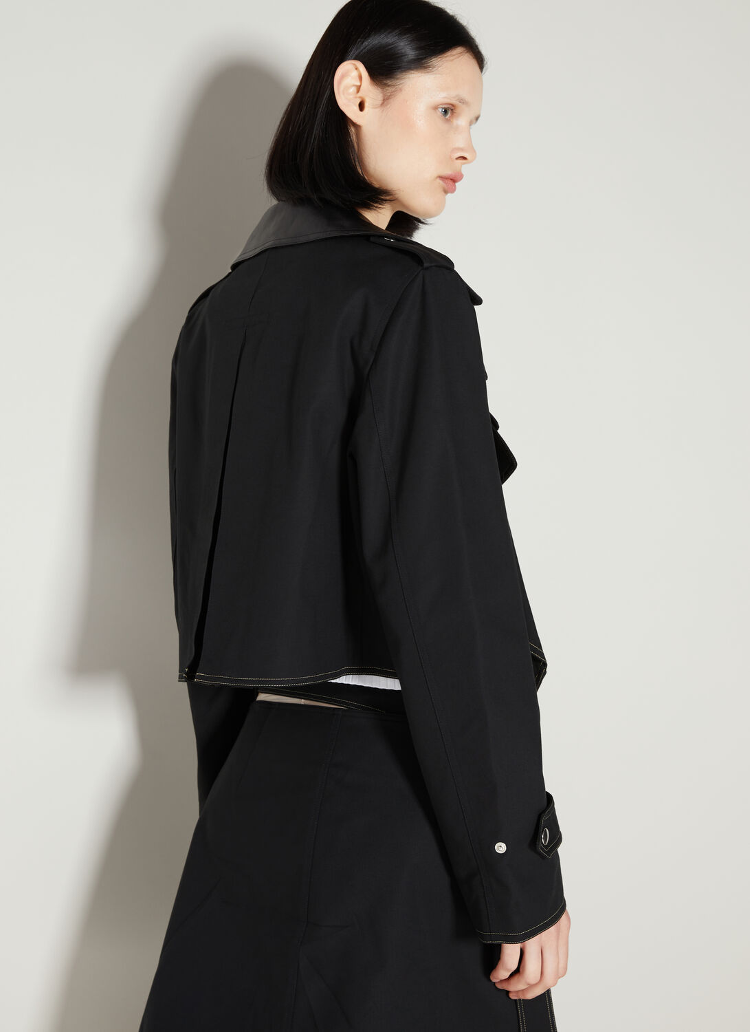 Helmut Lang Cropped Trench Jacket In Black