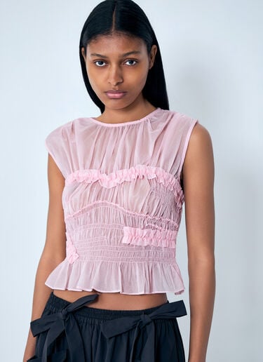 Cecilie Bahnsen Sheer Ruffle Blouse Pink cec0263010