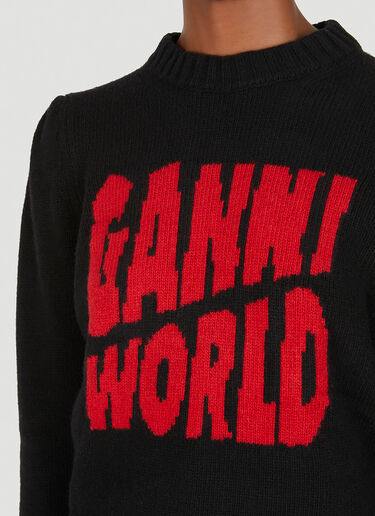 GANNI Intarsia Logo Sweater Black gan0251009