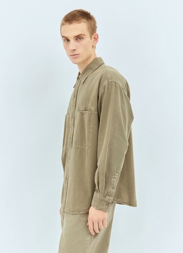 Lemaire Denim Shirt With Snaps Khaki lem0158008