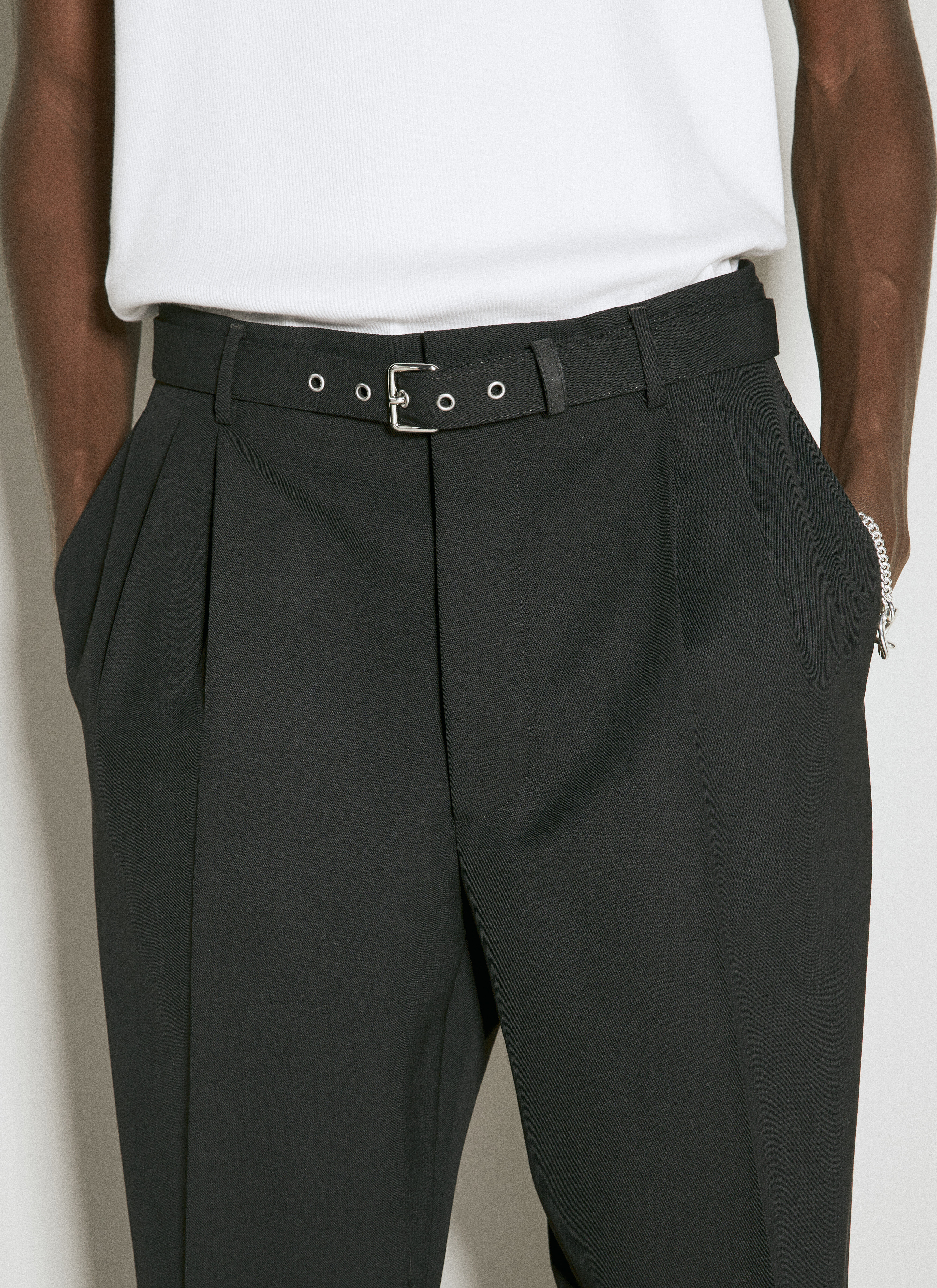 Prada Men s Belted Wool Pants in Black LN CC