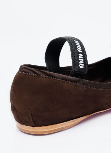 Miu Miu Suede Ballerina Flats Brown miu0257018