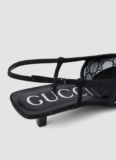 Gucci Crystal GG Slingback Kitten Heels Black guc0250102