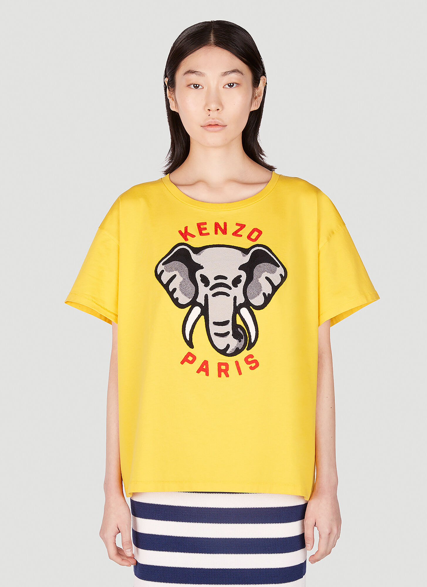 Kenzo Elephant Print T-shirt In Yellow