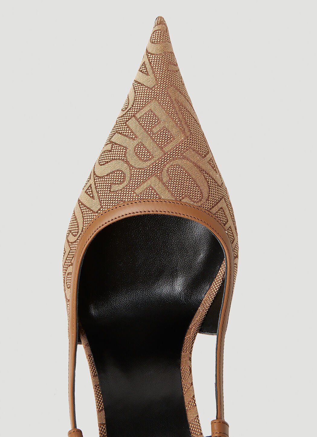 Versace Women s Logo Sling Back High Heels in Beige LN CC