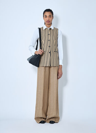 Max Mara 亚麻褶裥长裤  棕色 max0260003