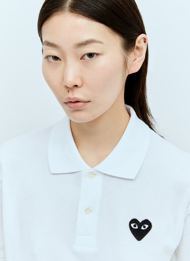 Comme Des Garçons PLAY Logo Patch Polo Shirt White cpl0356002