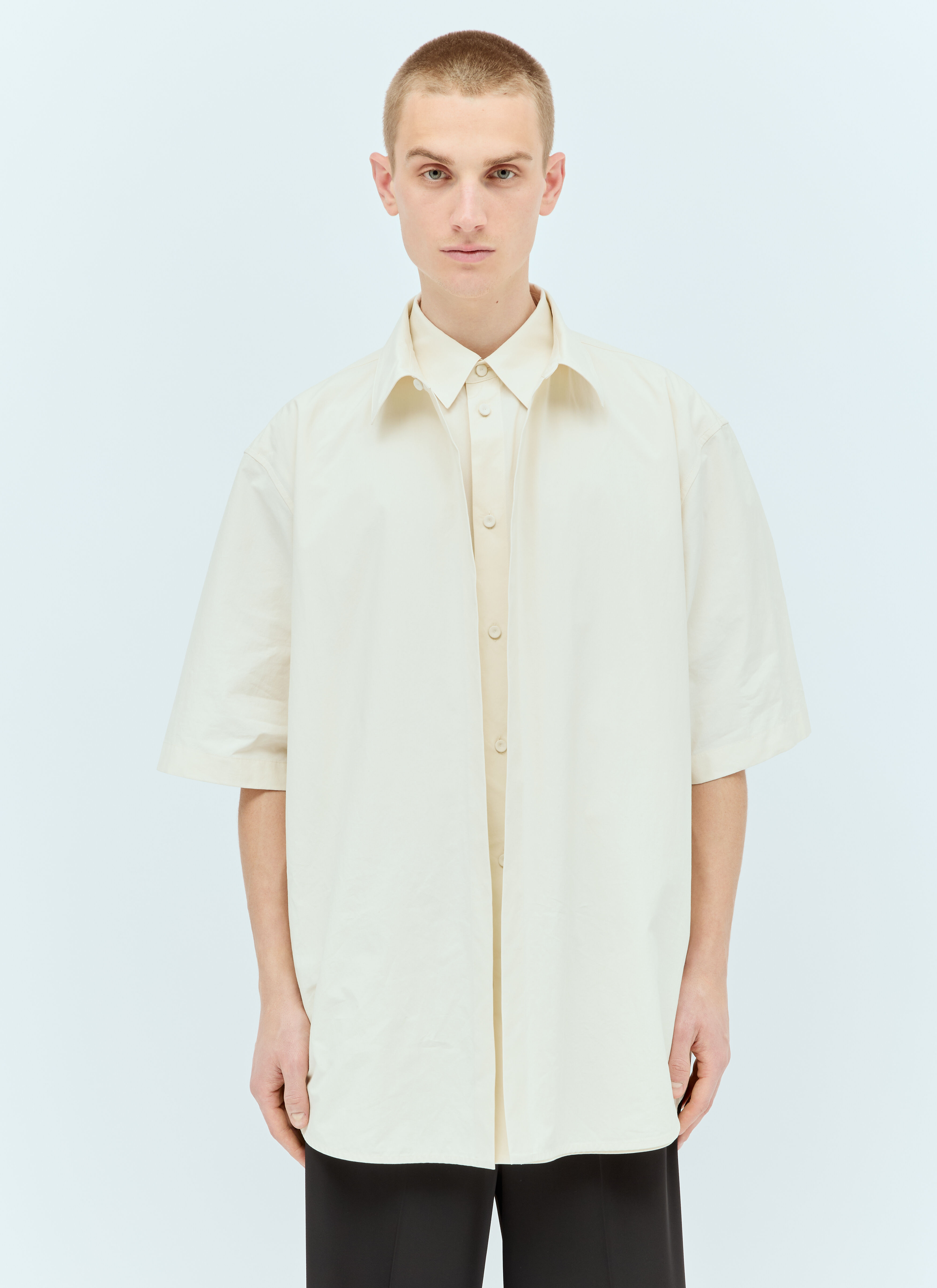 Jil Sander logo-tag cotton shirt - Blue