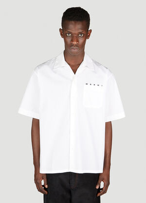 Marni Bowling Logo Print Shirt Blue mni0159001