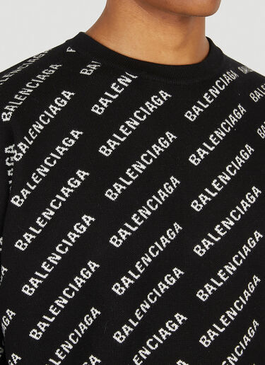 Balenciaga All-Over Logo Sweater Black bal0148083