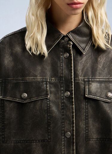 Curved Logo Coated Overshirt Palm Angels Curved Logo Coated Overshirt Grey pma0262121