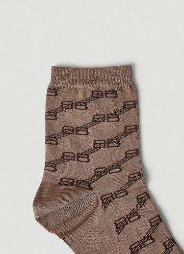 Balenciaga Monogram Socks Brown bal0251022