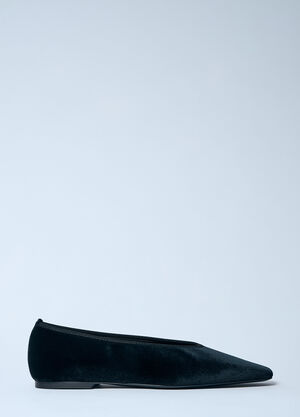 The Row Minimalist Velvet Ballerina Flats Black row0259013