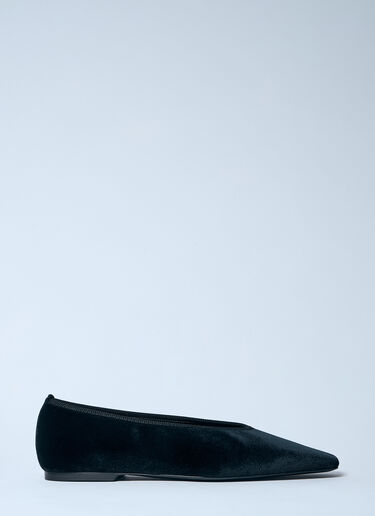TOTEME Minimalist Velvet Ballerina Flats Black tot0259033