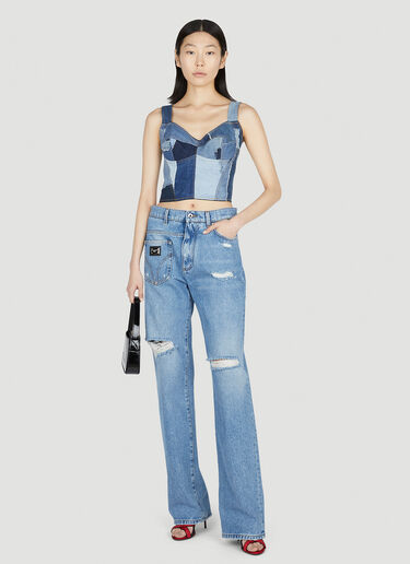 Dolce & Gabbana Denim Bustier Top Blue dol0251004