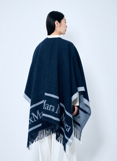 Max Mara Jacquard Wool Poncho Blue max0259022