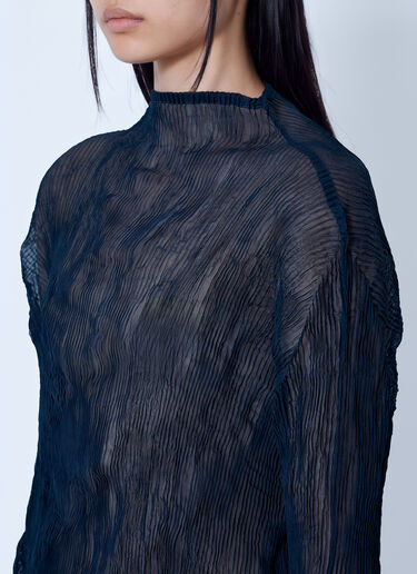LN-CC® - Issey Miyake: Sheer Long Sleeve Top - Navy Issey Miyake Sheer Long Sleeve Top Navy ism0265008