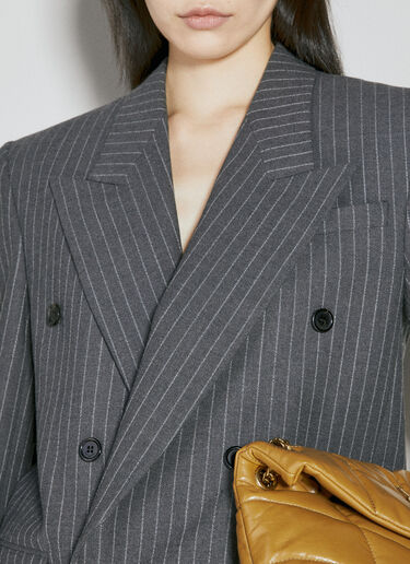 Saint Laurent Oversized Pinstripe Wool Blazer Grey sla0254038