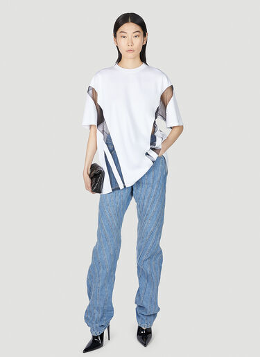 Mugler Sheer Panel T-Shirt White mug0351002