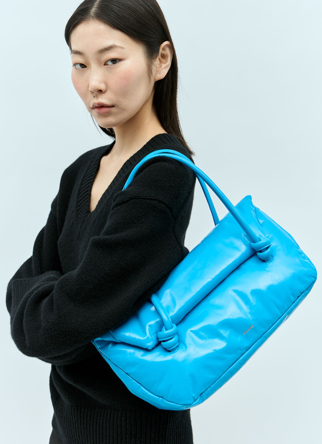 Shop Jil Sander Knot Shoulder Bag In Blue