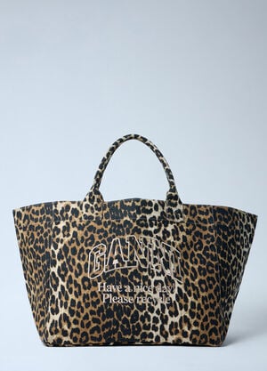 GANNI XXL Shopper Tote Bag Brown gan0263049
