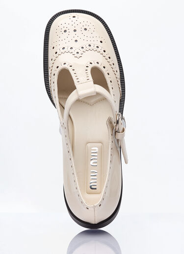 Miu Miu Patent Leather Mary Jane Shoes Ivory miu0258022