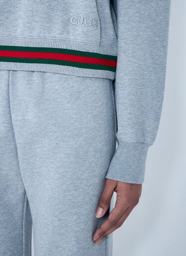Gucci Web Stripe Zip-Up Sweatshirt Grey guc0259007