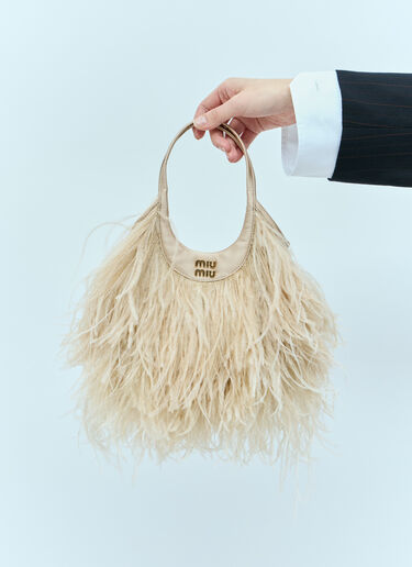 Miu Miu Feather Satin Handbag Beige miu0255030