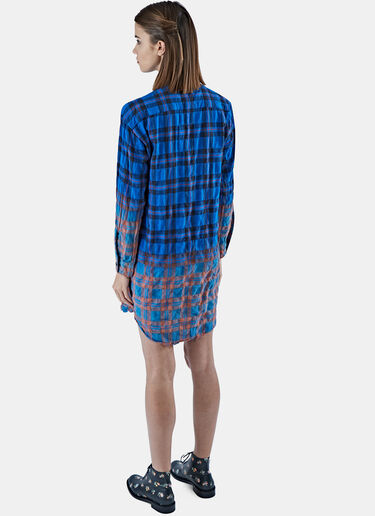 Saint Laurent Long Checked Shirt Dress Blue sla0223027
