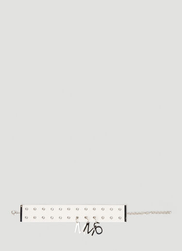 MM6 Maison Margiela Logo Pendant Choker Necklace White mmm0249044