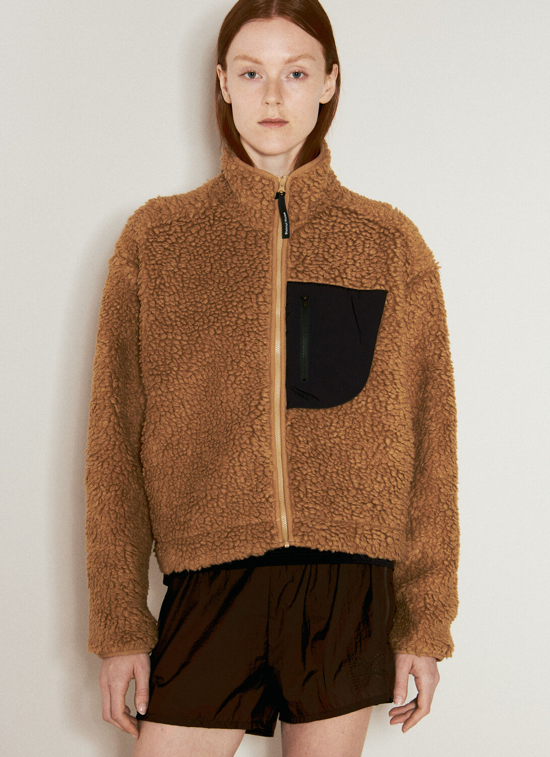 Shop District Vision Cropped High-pile Wool Fleece Jacket In Camel