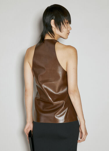 Saint Laurent Leather Tank Top Brown sla0254004