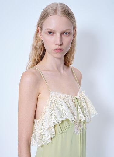 Chloé Thin-Strap Long Dress In Crêpe De Chine & Lace Green chl0265015
