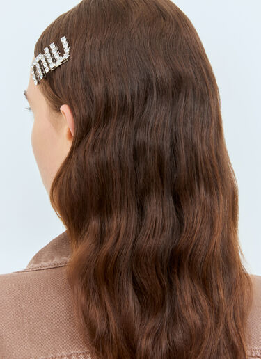 Miu Miu Crystal Hair Clip Silver miu0258090