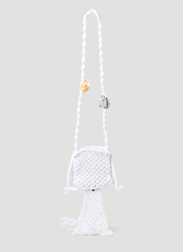 Chopova Lowena Dog Macrame Shoulder Bag White cho0251011