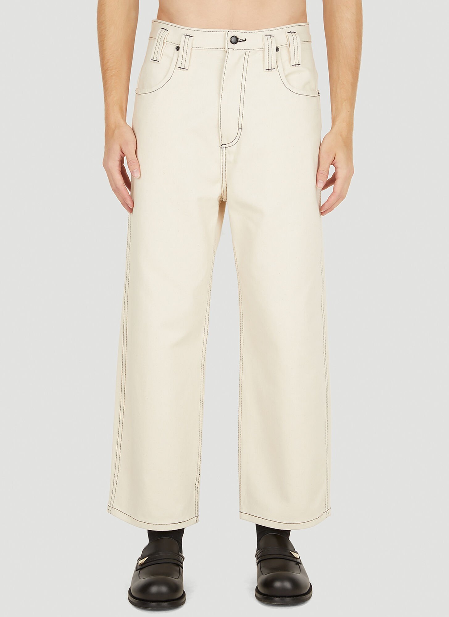 Eckhaus Latta Off-white Baggy Jeans In Beige