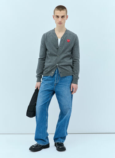 Comme Des Garçons PLAY 徽标贴饰羊毛开衫 灰色 cpl0355022