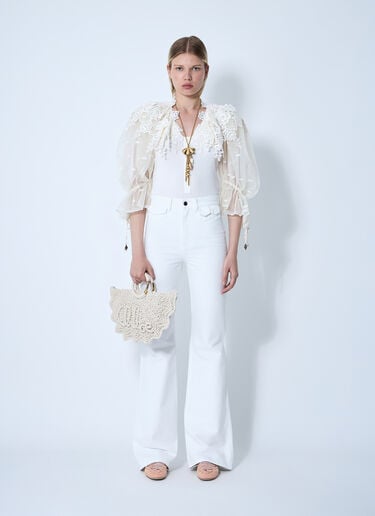 Chloé Puff-Sleeve Bodysuit With Lace Detail White chl0260001