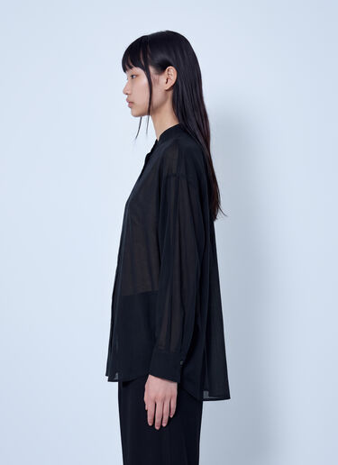 LN-CC® - Issey Miyake: Sheer Wool Shirt - Black Issey Miyake Sheer Wool Shirt Black ism0265004