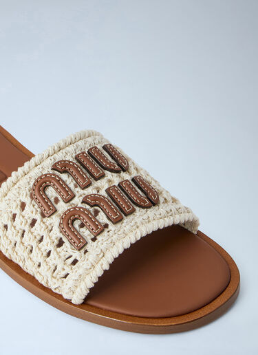 Miu Miu Crochet Slide Sandals Beige miu0264033