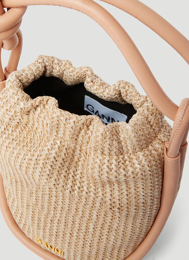GANNI Small Knot Bucket Handbag Beige gan0253044