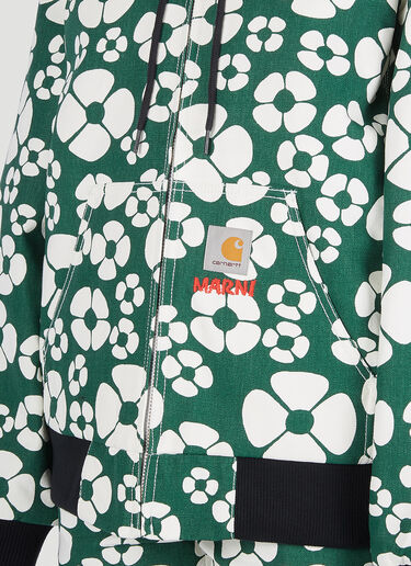 Marni x Carhartt Floral Print Hooded Jacket Green mca0250011